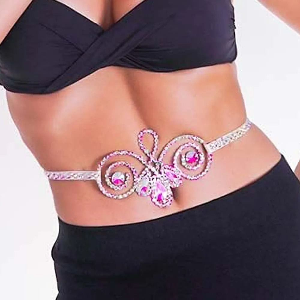 Stonefans Exaggerated Geometry Waist Chain Belt for Women Belly Dance AB Color Ballroom Dance Accessories Jewelry Rhinestone 250117