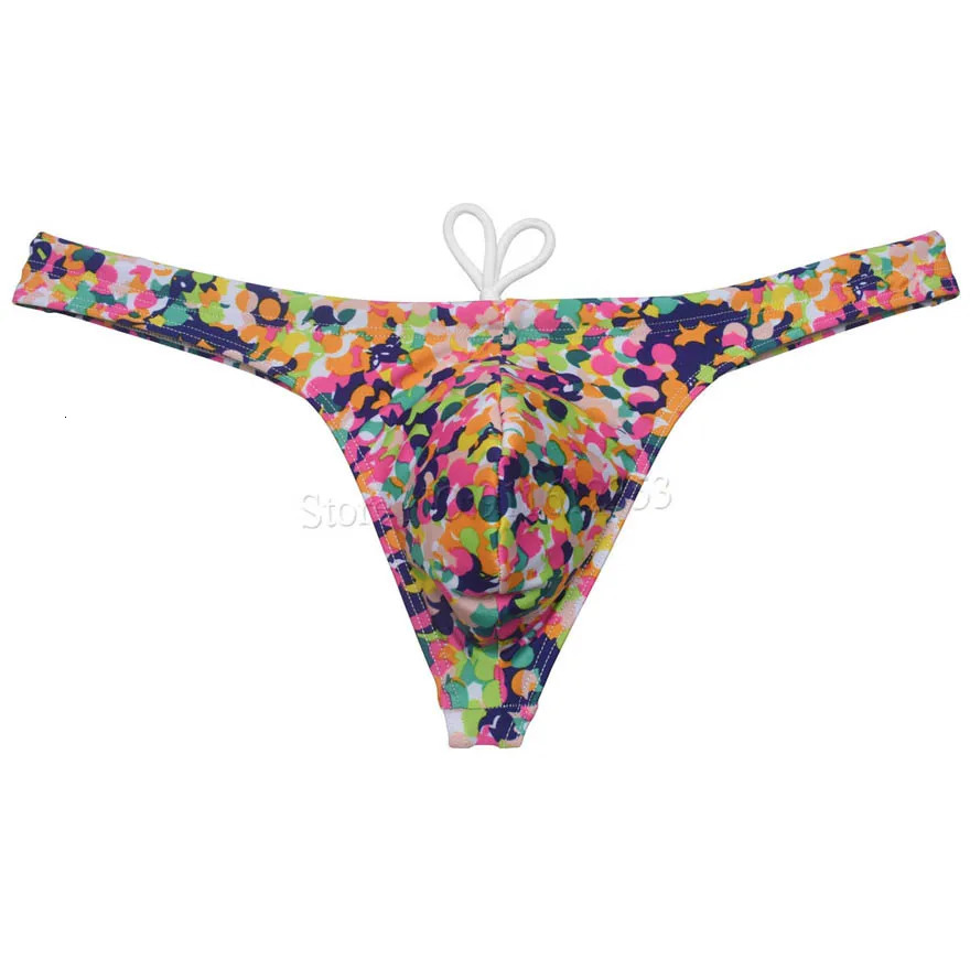 Mens Mini Beachwear T-back Quick Dry Cartoon Swimsuit Surfing Thongs Smooth Swimwear Nylon Low Waist Bikini Swimwear 250117