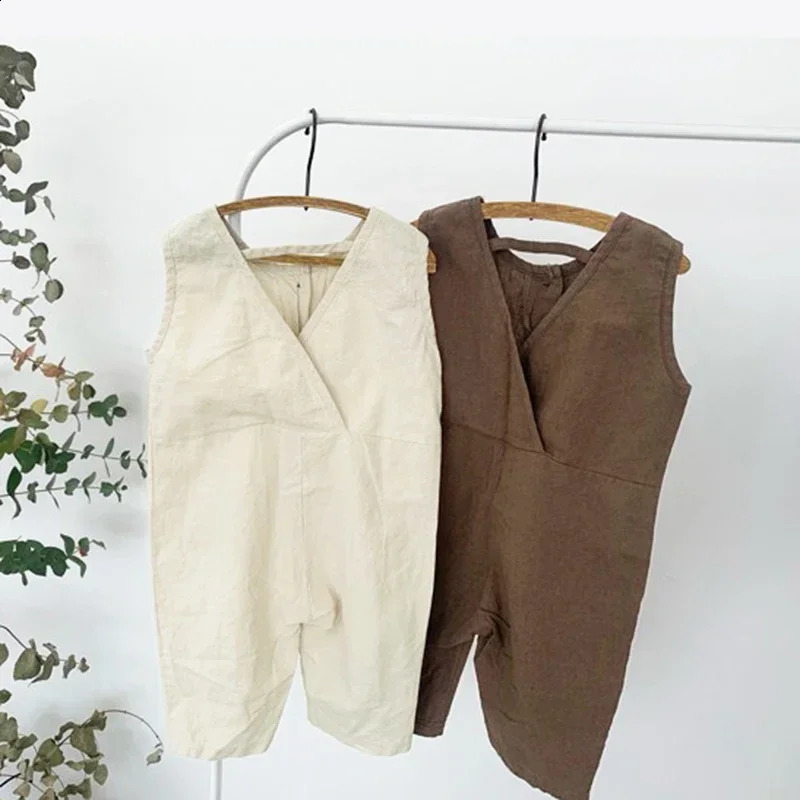 1566C Korean Children Clothes Boys Overall One Piece Summer Fashion Cute Little Button Girls Jumpsuit Casual Pants 250117