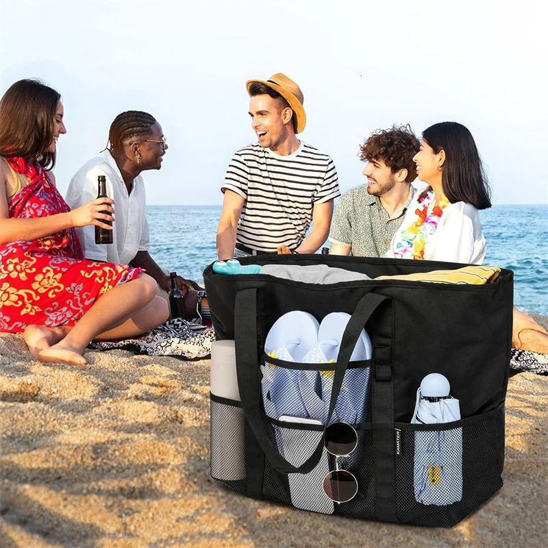 Mesh Beach Bag Waterproof Sandproof Large Tote Pool Bag for Women Vacation Essentials Beach Accessories 250121