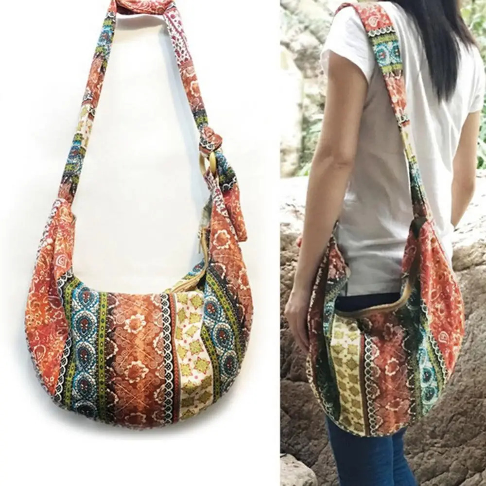 Women Bags Floral Print Dumpling Bag Adjustable Strap Canvas Tote Women Crossbody Bags Sling Hobo Bag 250122
