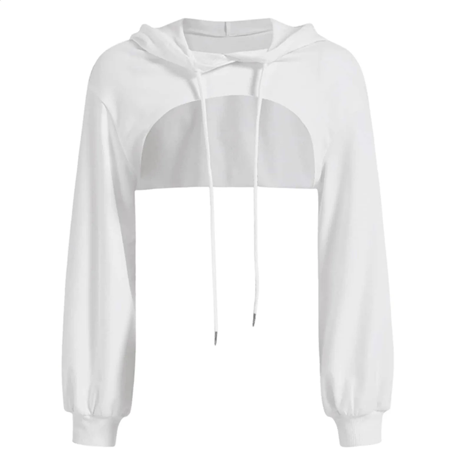 Women Ultra Short Hoodies y2k Crop Hooded Sweatshirt Kpop Kawaii Harajuku Long Sleeve Solid Color Hoodie Sudaderas De Mujeres 250116
