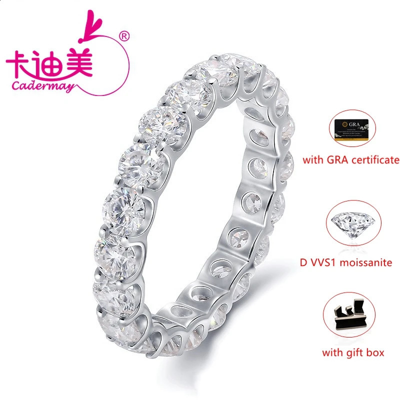 Cadermay High Quality 925 Silver 3MM Eternal D VVS Ring Wedding Party Gift 250110