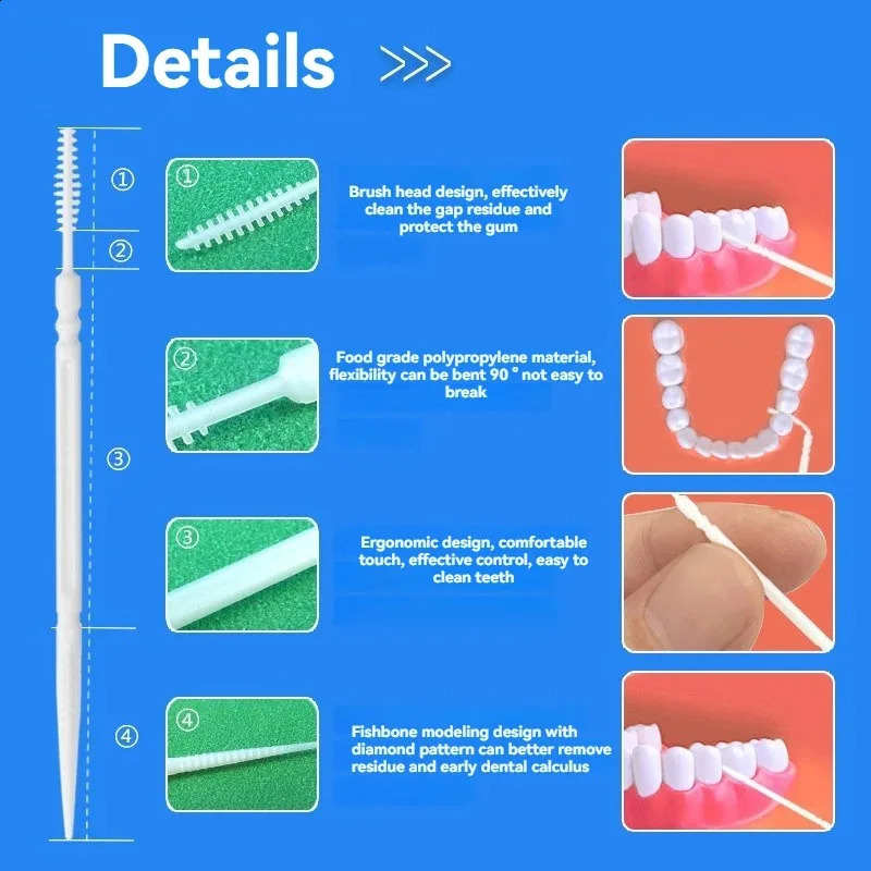 Toothpick Brush 100200PCs Boxed Plastic Disposable Household Interdental Teeth Picking Dental Floss 250108
