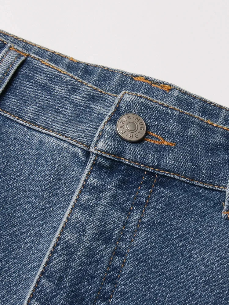 Patchwork Sheer Mesh Sexy Denim Pants For Women High Waist Spliced Pockets Slimming Jeans Female Fashion Style 250117