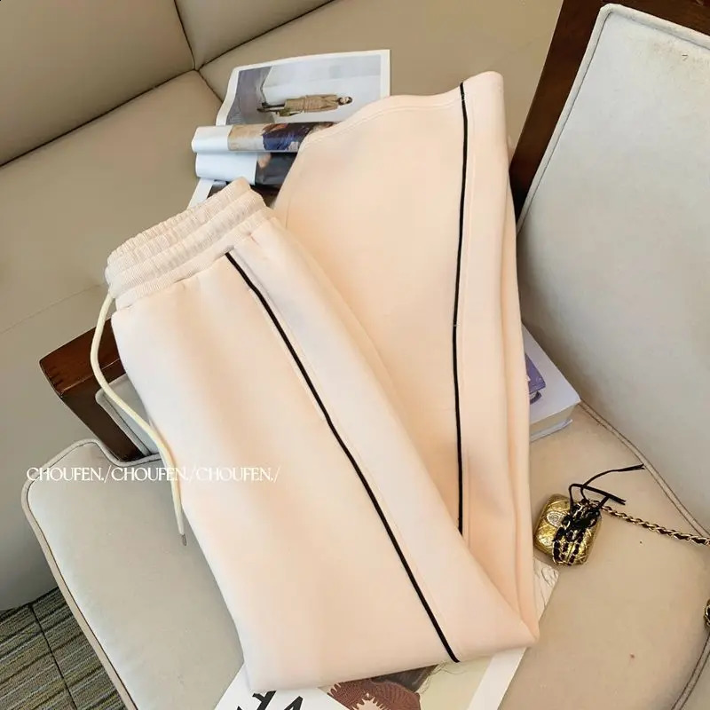 Fashion Tracksuit 2 Piece Set Outfit Korean Loose Sailor Collar Crop Coat Casual Wide Leg Pants Female Sweatshirt Suit 250114