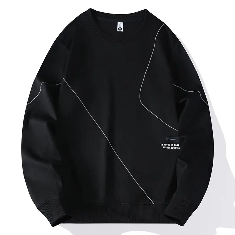 Spring Autumn Mens Clothing Pullover Geometric Letter Printing Lantern Long Sleeve Round Neck Hoodies Boyfriend Loose Tops 250122