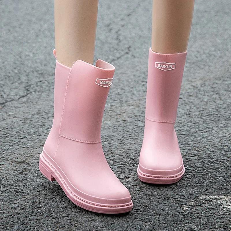 Womens MidCalf Rain Boots Rubber Shoes Winter CottonPadded WarmKeeping Waterproof NonSlip 250117