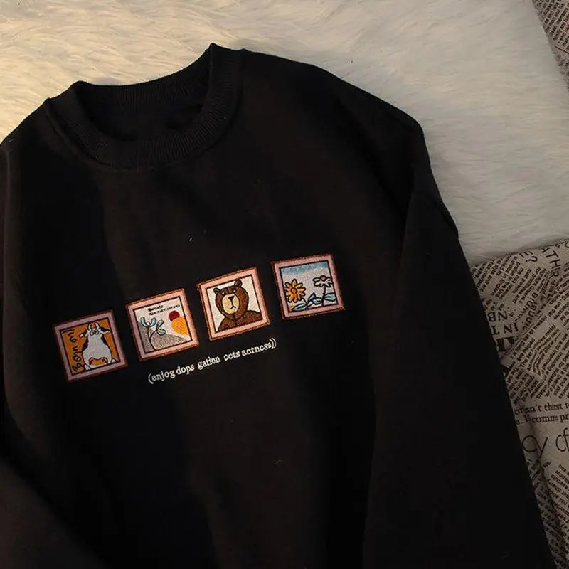 Men Winter Plus Velvet Thick Round Neck Sweatshirt Harajuku Size Students Trend Male and Female Couples Joker 4Xl 250122