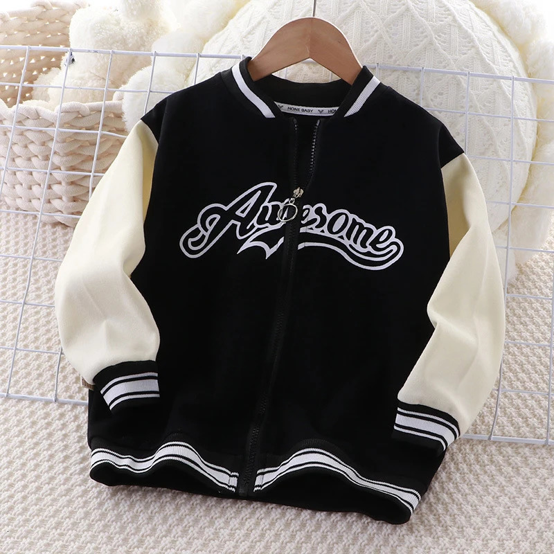 2-10Years Kids Boys Baseball Uniform Jackets Girls Coat Children Spring Autumn Casual Loose Long Sleeve Zipper Jackets Outerwear 250113
