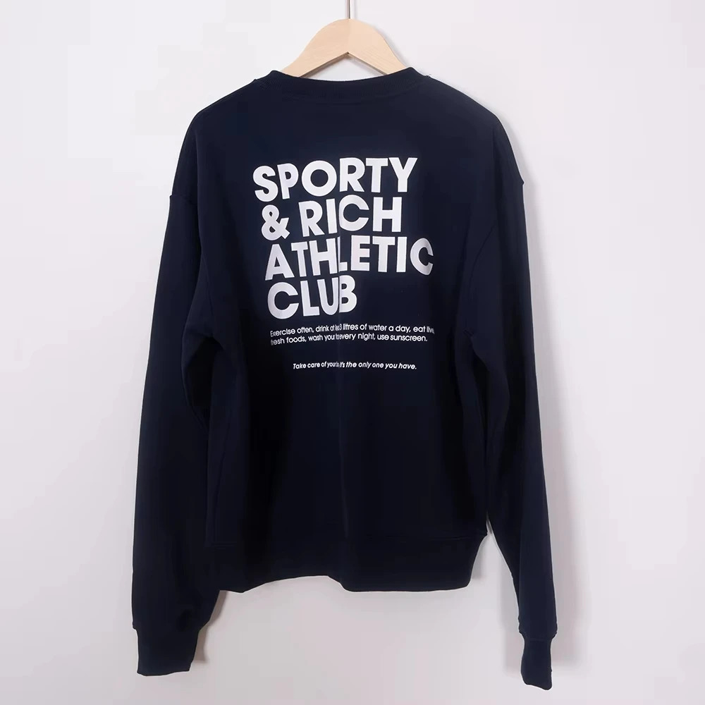 ZESSAM Letter Print Sweatshirt Womens Long Sleeve Sports Club Pullover Vintage Casual Cotton Top 250122