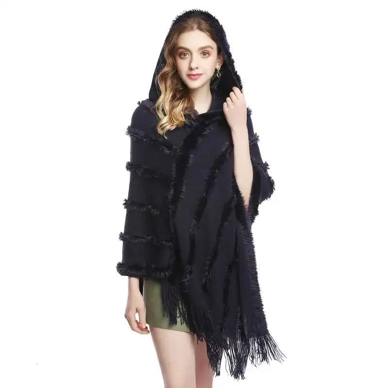 Spring Autumn Hooded Women Tassel Large Sweater Cashmere Selling Lady Cloak Shawl Fashion Wear Red 250121