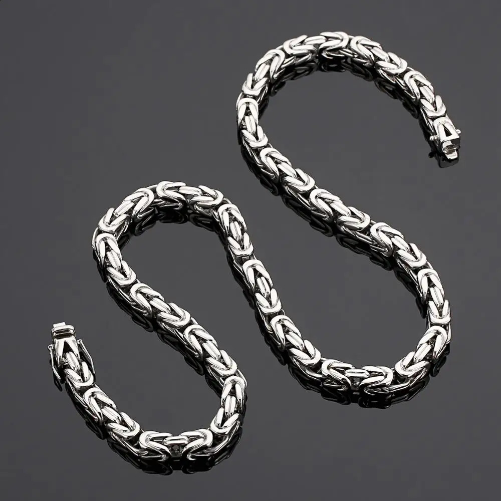 Fongten 66cm Byzantine Chain Necklace for Men Stainless Steel Hiphop Male Gold/Silver Color Choker Charm Necklaces Jewelry 250118