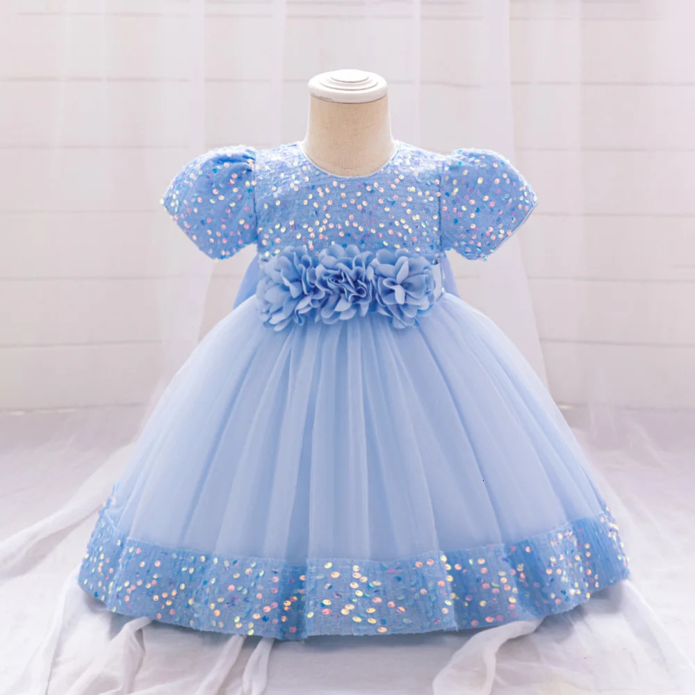 Toddler Baby Sequin Party Dresses Baptism Wedding 1 Year Birthday Bow Princess Dress For Baby Girls Lace Bridemaid Gown Vestidos 250120