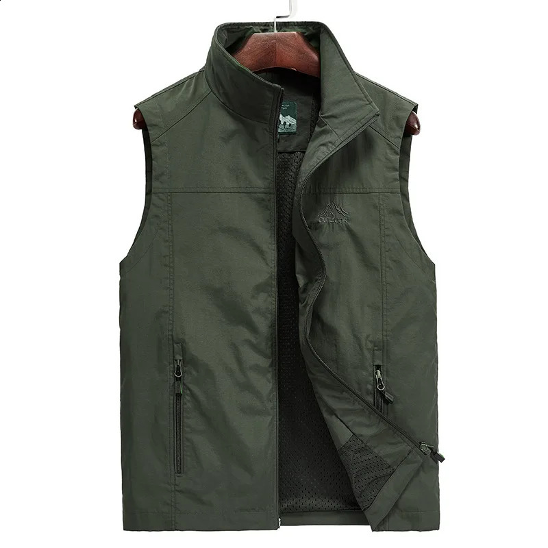 Mens Vest with Extra Fat and Oversized Camisole Quick Drying Clothes with Multiple Pockets Work Clothes and Horse Jacket 250108