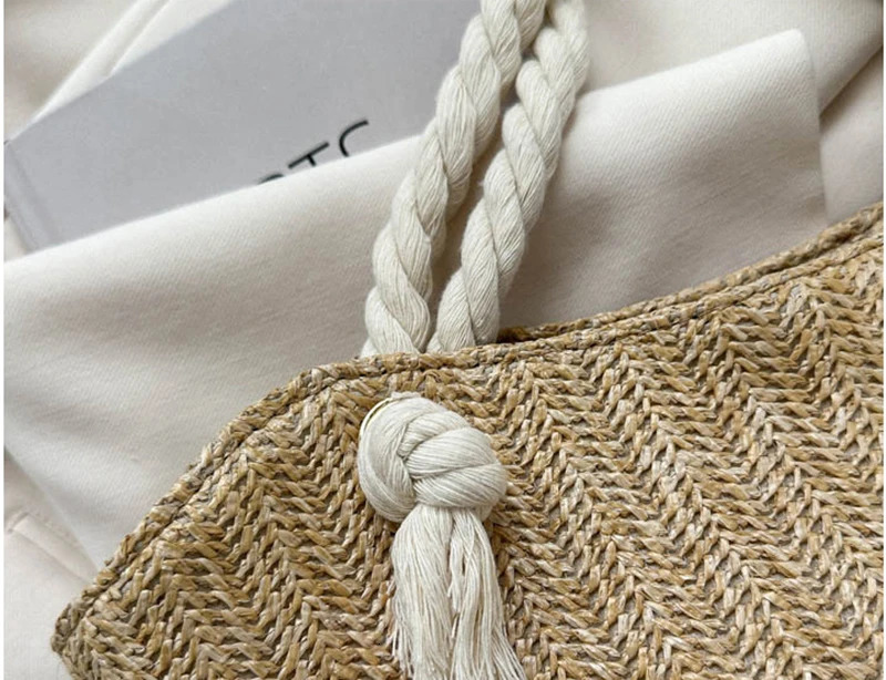 Fitshinling Bohemian Handmade Moven Rattan Straw Bags Fashion Large Capacity Shoulder Bag Women Vintage Female Tote 250121