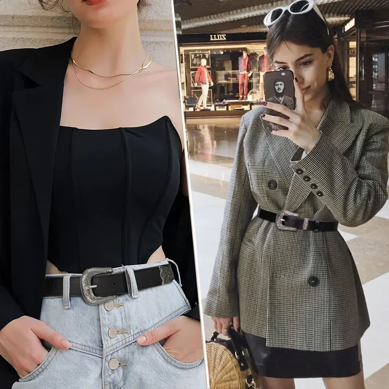 Womens Adjustable Boho Wetern Belt Fashion Jeans Round Buckle Cinturones Para Mujer Ceinture Femme 250114