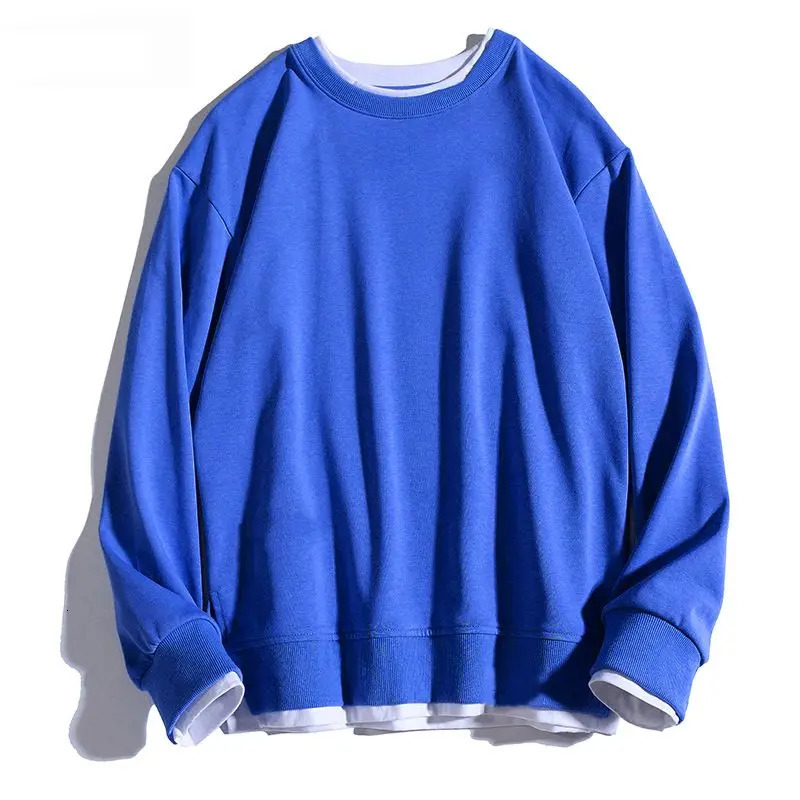 Solid Two Pieces Oneck Hoodies Spring Autumn Long Sleeve Loose Allmatch Casual Pullovers Top Korean Fashion Men Clothing 250122