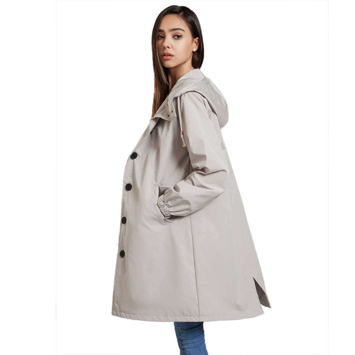 Autumn Winter Waterproof Hooded Windbreaker WoMens Casual Long Coat WoMens Loose Large Outdoor Womens Jacket Womens Long Trench Coat 241209
