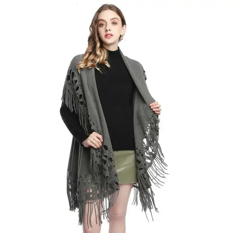 Spring Autumn Women Loose Tassel Sweater Multi-purpose Scarf Cardigan Thin Jacquard Shawl Coat Lady Cloak Red 250121
