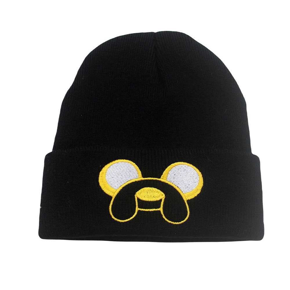 Beanie/Skull Caps 1Pcs Cute Puppy Pattern Embroidered Knitted Hat Yellow Ear Protection Hat Versatile Warm Hat For Autumn and Winter H241230