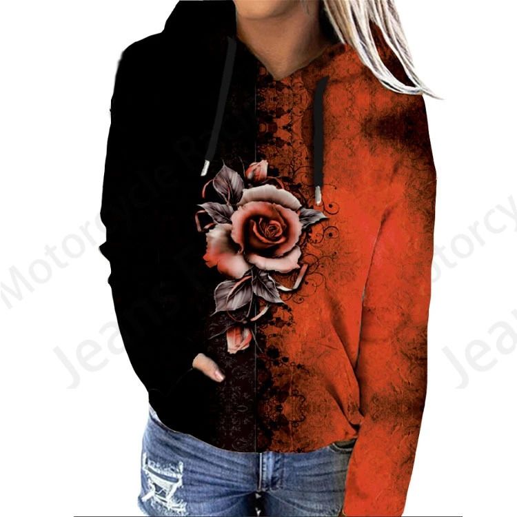 Rose Floral 3d Print Hoodie Women Fashion Oversized Sweats Flower Coat Sweatshirt With Pocket Pullovers Sudaderas 250121