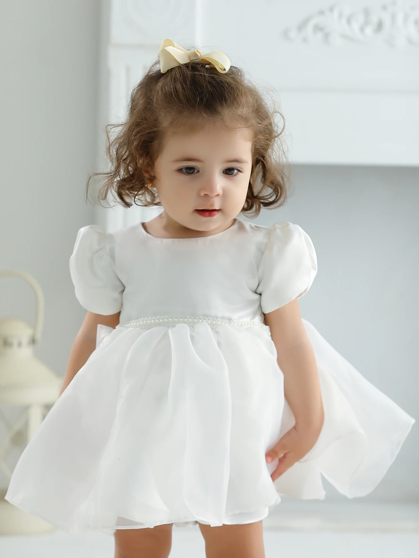 Baby Girls Satin Dress Party Frock Princess Dresses Applique Girl Baby Dress Customization 250120