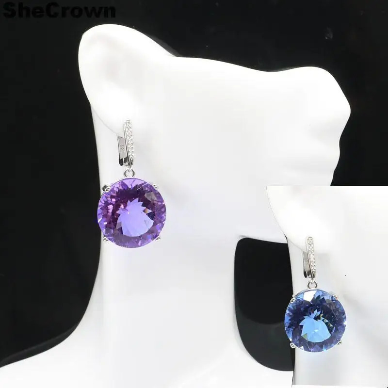Buy 5 Get 1 Free 35x20mm Big 16g Jewelry Set 20mm Color Changing Zultanite Alexandrite Topaz CZ Women Silver Pendant Earrings 250120