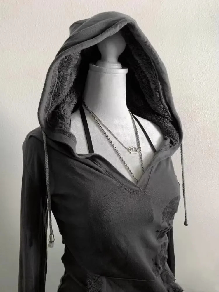 Y2K Retro Casual Fashion Womens Pullover Hooded Sweatshirt Womens Sports Shirt Y2K Hip-hop Street Hooded Sweatshirt 250116