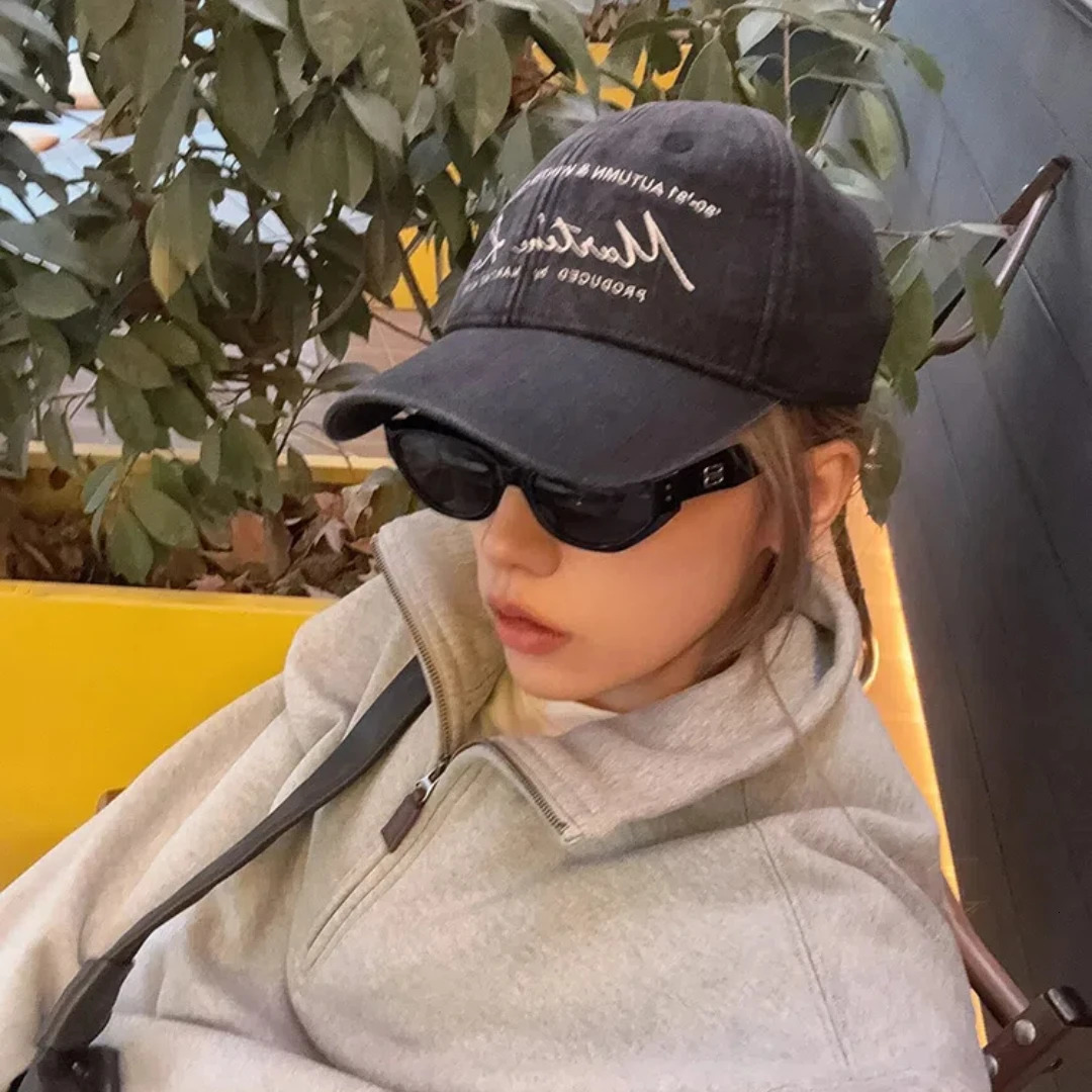 24ss High Street Martine Rose Letter Embroidered Print Baseball Cap Black Washed Duckbill Cap Hats for Men Beanie Y2k 250117