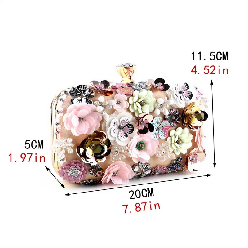 Fashion Women Bags Flower Diamonds Embroidery Small Clutch Lady Handbags Evening Arrival Chain Shoulder Purse 250118