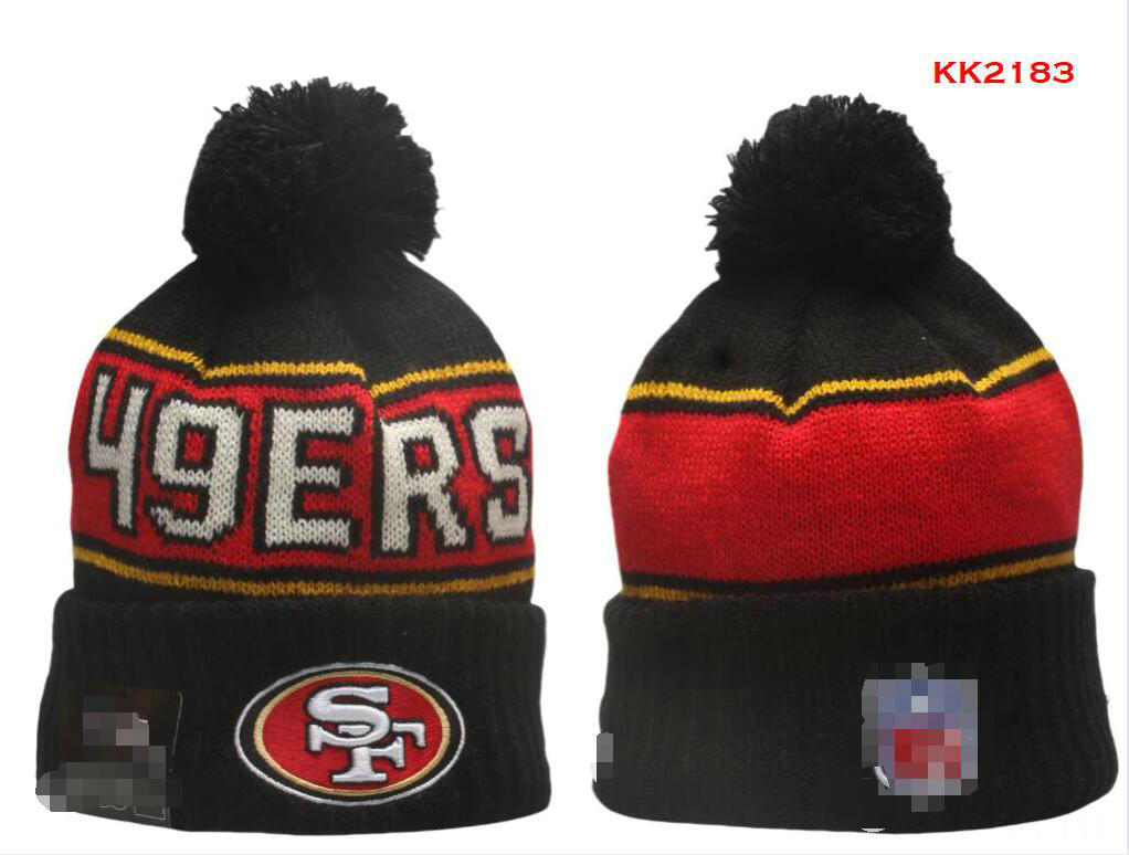 Men Knitted Cuffed Pom San Francisco Beanies SF Bobble Hats Sport Knit Hat Striped Sideline Wool Warm BasEball Beanies Cap For Women a0