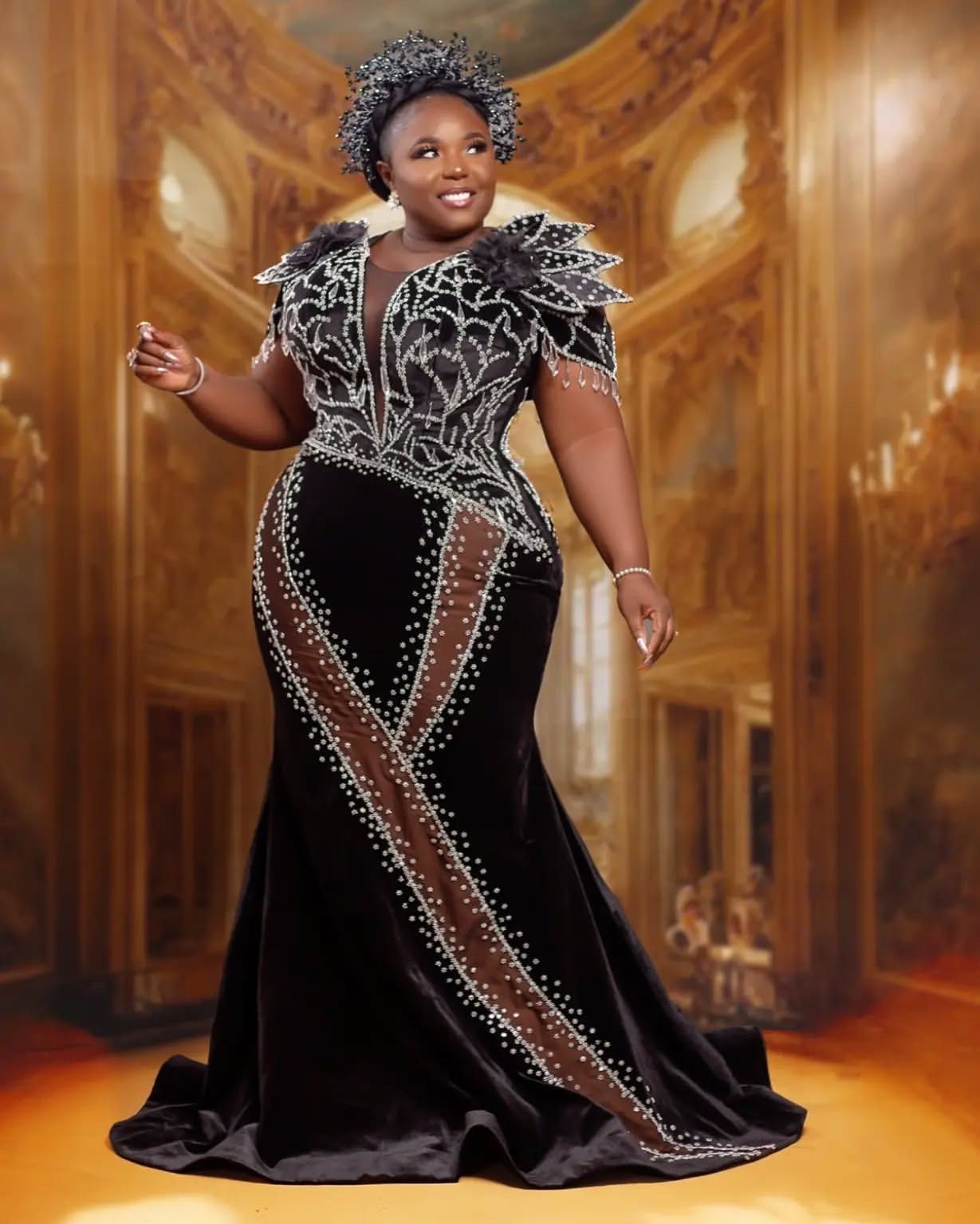 Aso Ebi Black Mermaid Prom Dresses 2025 Beaded Crystals Veet rals Evening Formal Party Second Birthday Engagement Gowns Plus Size Dress For Special Oc