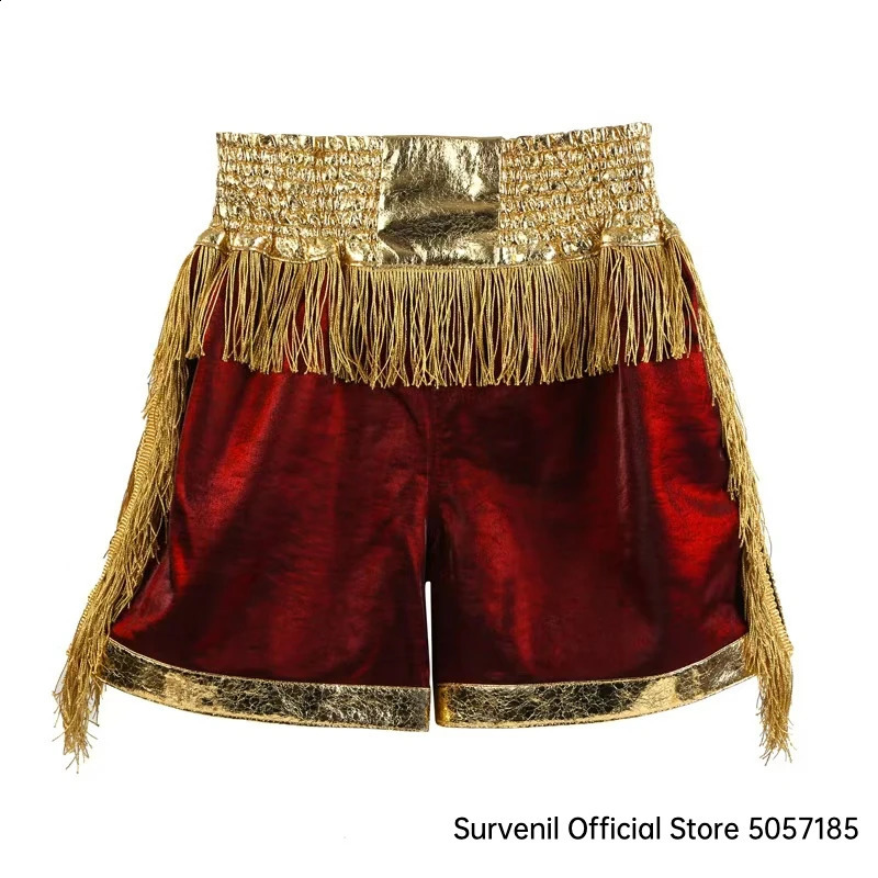 Boxing shorts advanced Muay Thai shorts mens womens rens martial arts MMA clothing gold and silver tassel fighting taekwondo shorts 250109