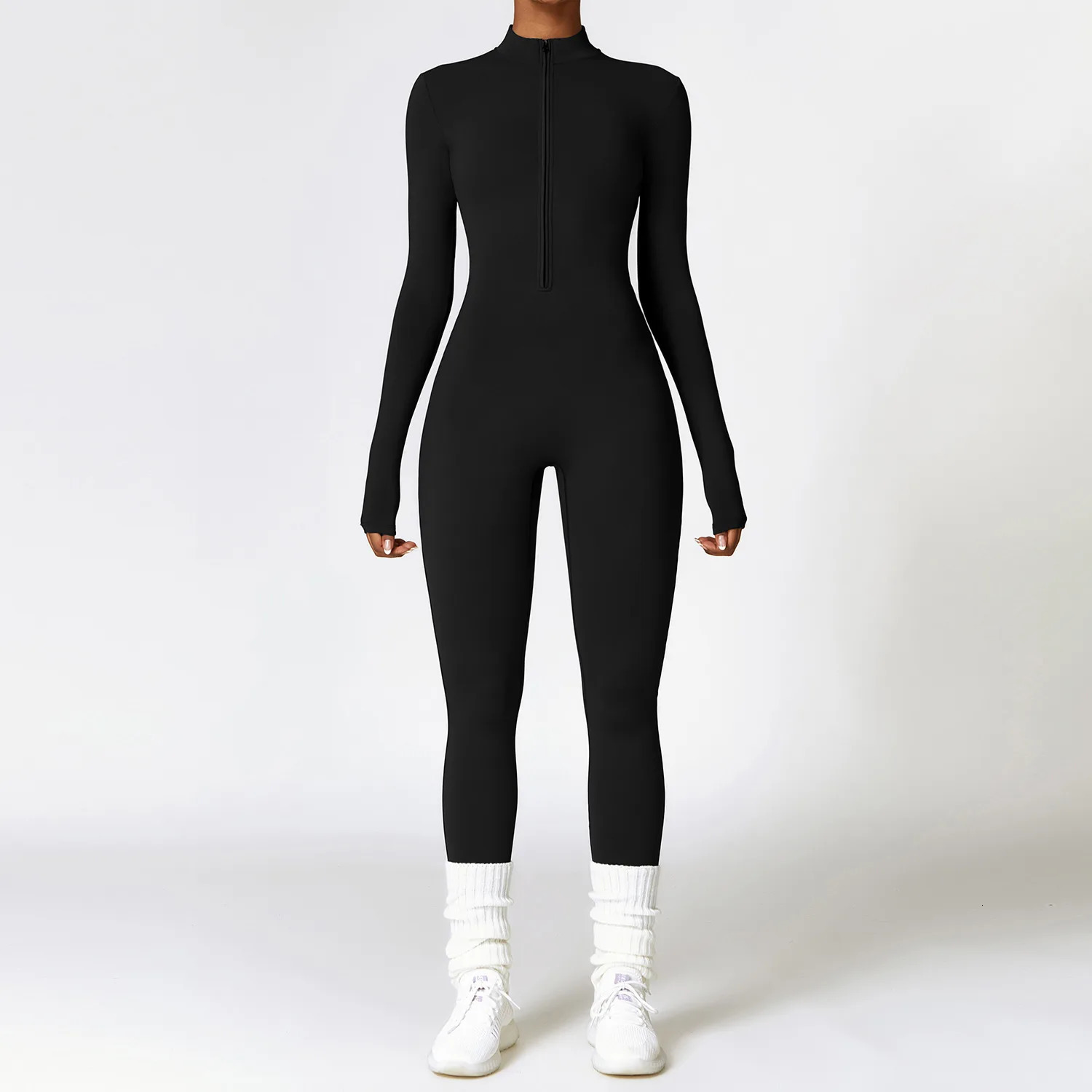 Zipper Yoga Rompers Long Sleeved One-piece Womens Sportswear Gym Jumpsuits Workout High-intensity Fitness Skin-tight Garment 250107
