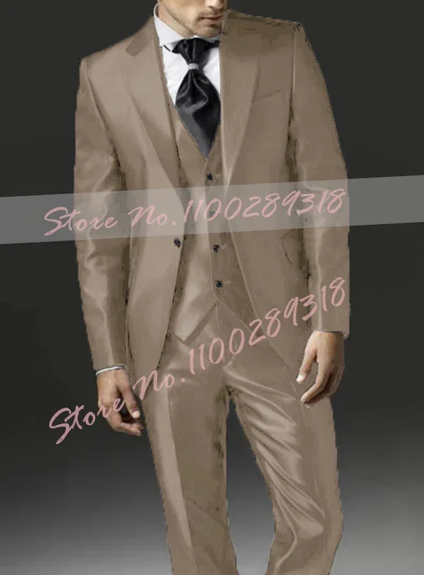 2024 Style Black Two Bottom Satin Beach Men Suit Mens Wedding Prom Suits Costume Homme 3 Pieces JacketPantVest 250122
