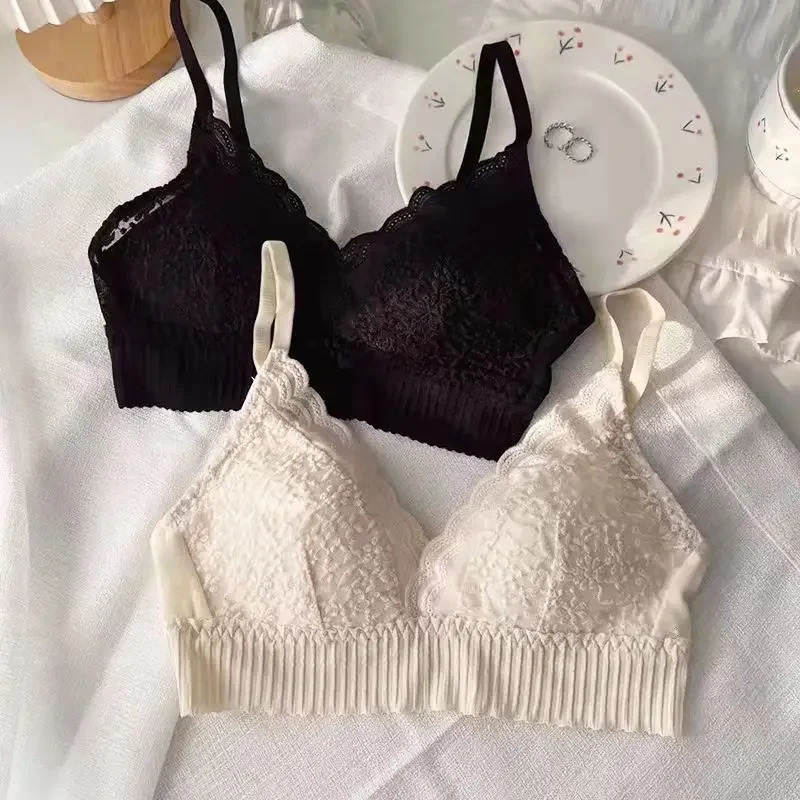 Sexy French Style Bras Lace Push Up Triangle Cup Underwear Lingerie Cozy Wireless Intimates AntiSagging Gorge 250122