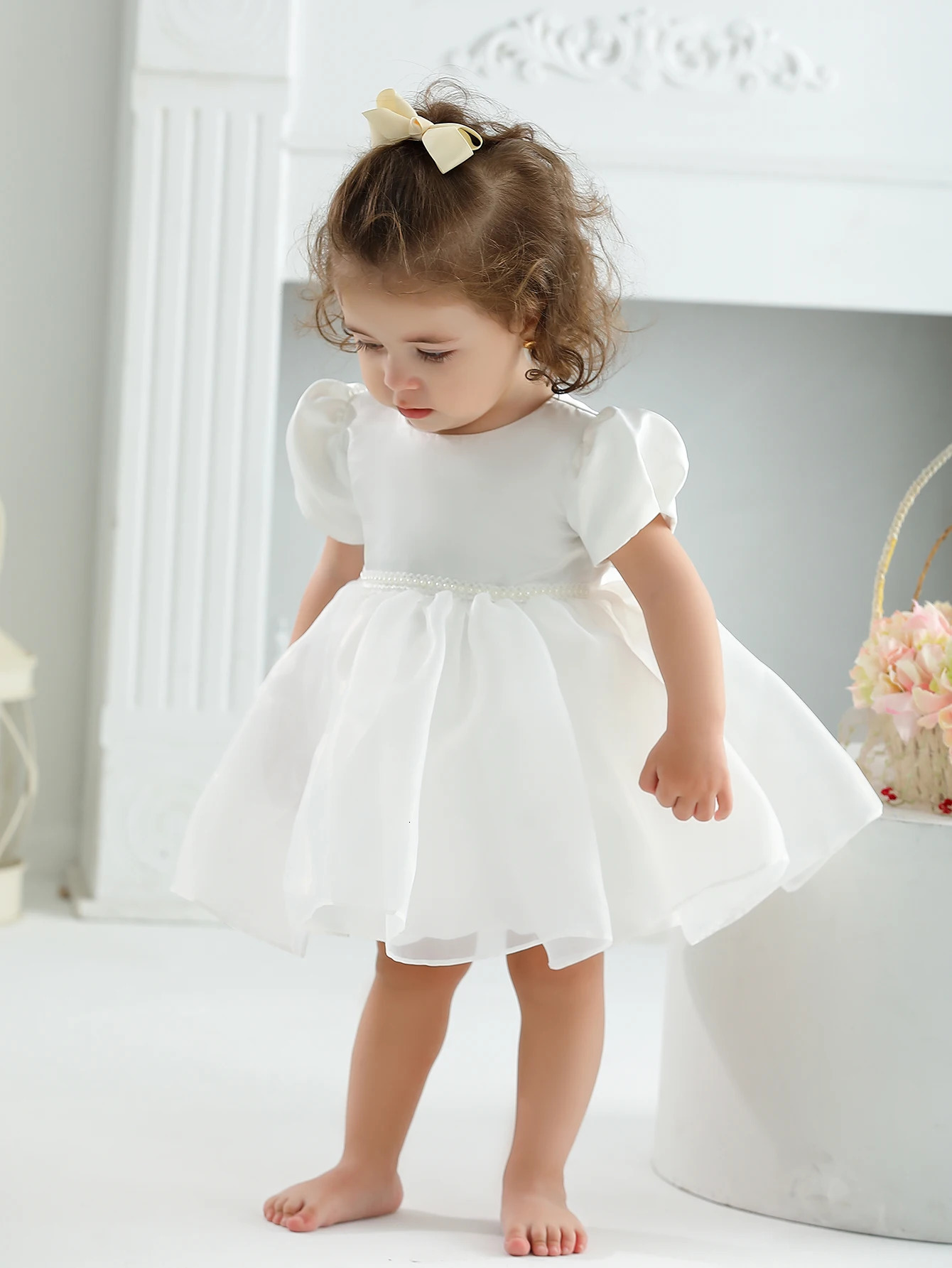 Baby Girls Satin Dress Party Frock Princess Dresses Applique Girl Baby Dress Customization 250120