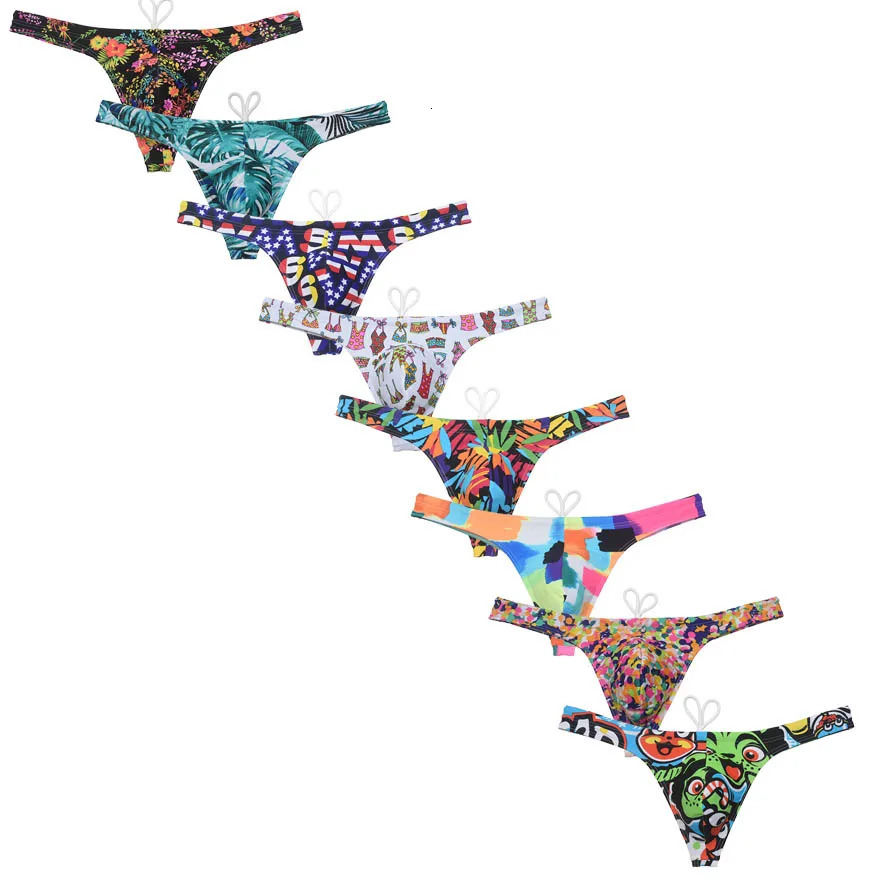 Mens Mini Beachwear T-back Quick Dry Cartoon Swimsuit Surfing Thongs Smooth Swimwear Nylon Low Waist Bikini Swimwear 250117