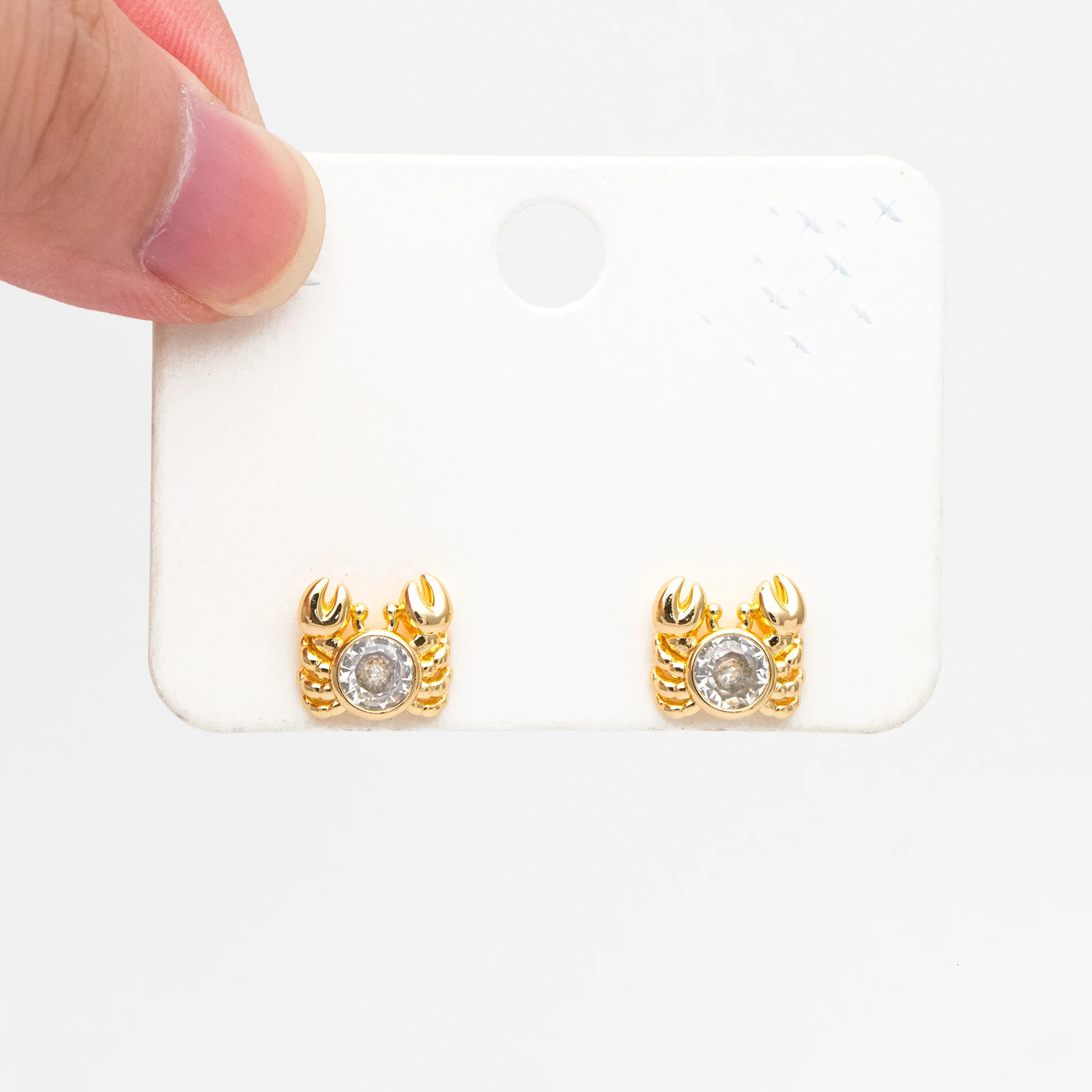 10pcs CZ Pave Gold Crab Earrings Dianty Crab Stud Earrings Jewelry Supplies For Jewelry Making DIY Accessories GB-4038 250117
