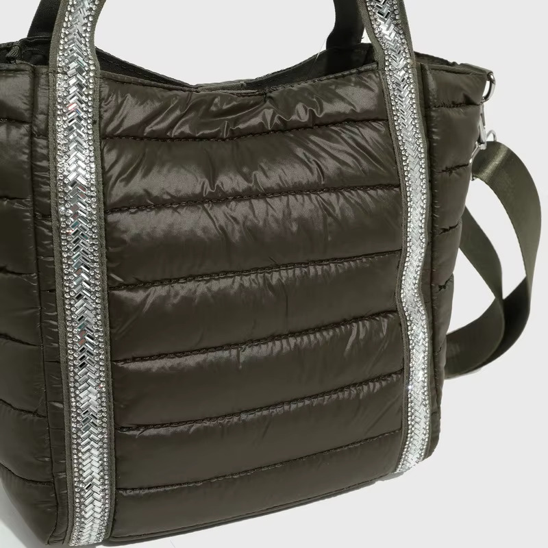 Dias Quilted Shoulder Cotton Padded Women's Bag Nylon Soft Crossbody Bags for Women Handbag Bucket Shopper Tote