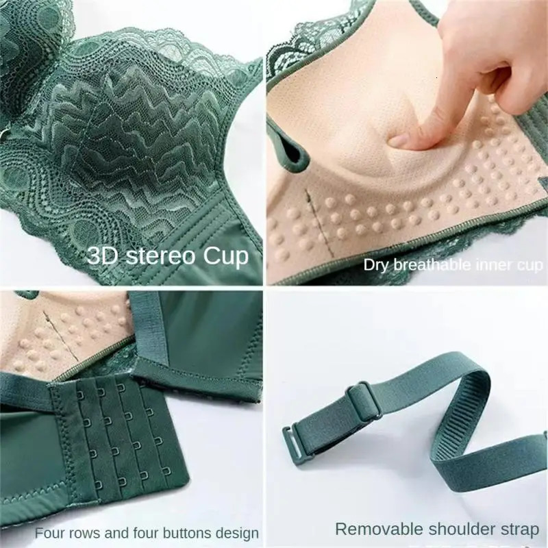 Sexy Lace Bra Women Push Up Comfortable Bralette Underwear Embroidery Deep V Neck Lingerie Wireless Brassiere Crop Top Ladies 250122