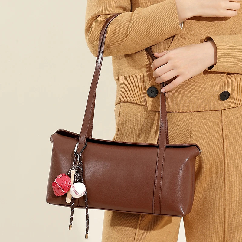 Burminsa Cow Genuine Leather Underarm Shoulder Bags For Women 2025 Crossbody Purses Pillow Tote Ladies Handbags 250113