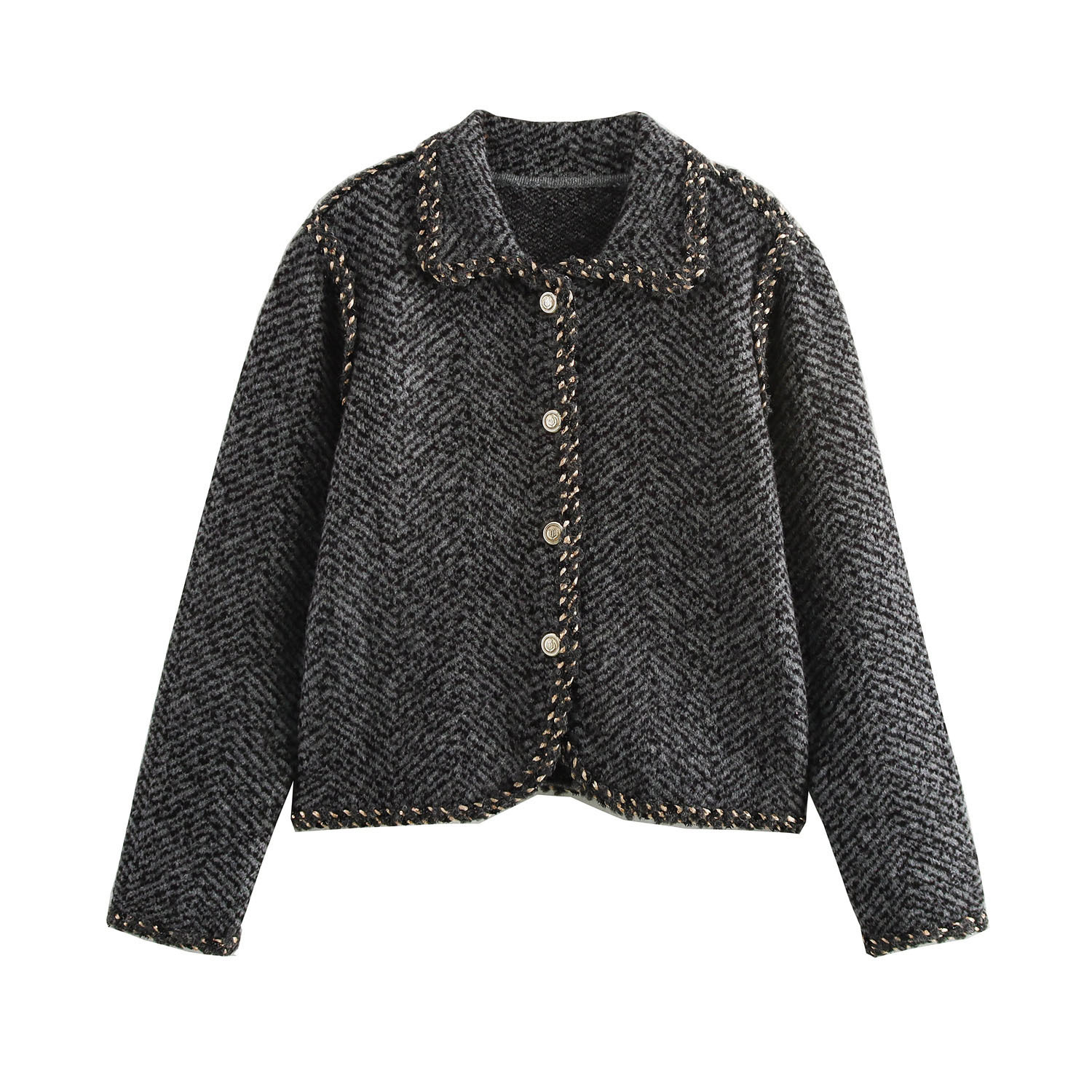 Gray Celebrity Little Style Super Beautiful Short Sweater Knitted Cardigan Jacket For Women Autumn And Winter Petite