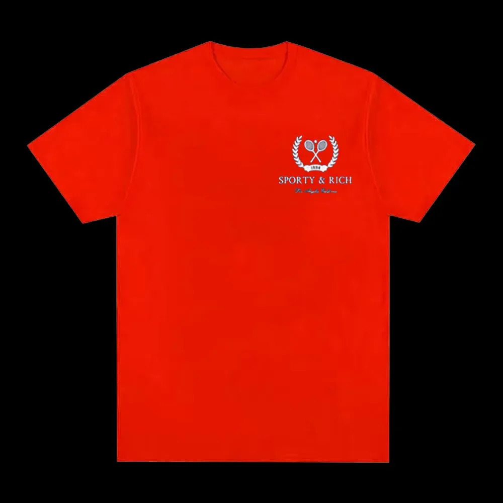 American Retro Sport Make You Health Printing 90s T Shirts Navy Short Sleeve Loose Cotton Casual Tops Ins Fashoin Cool Shirts 250109