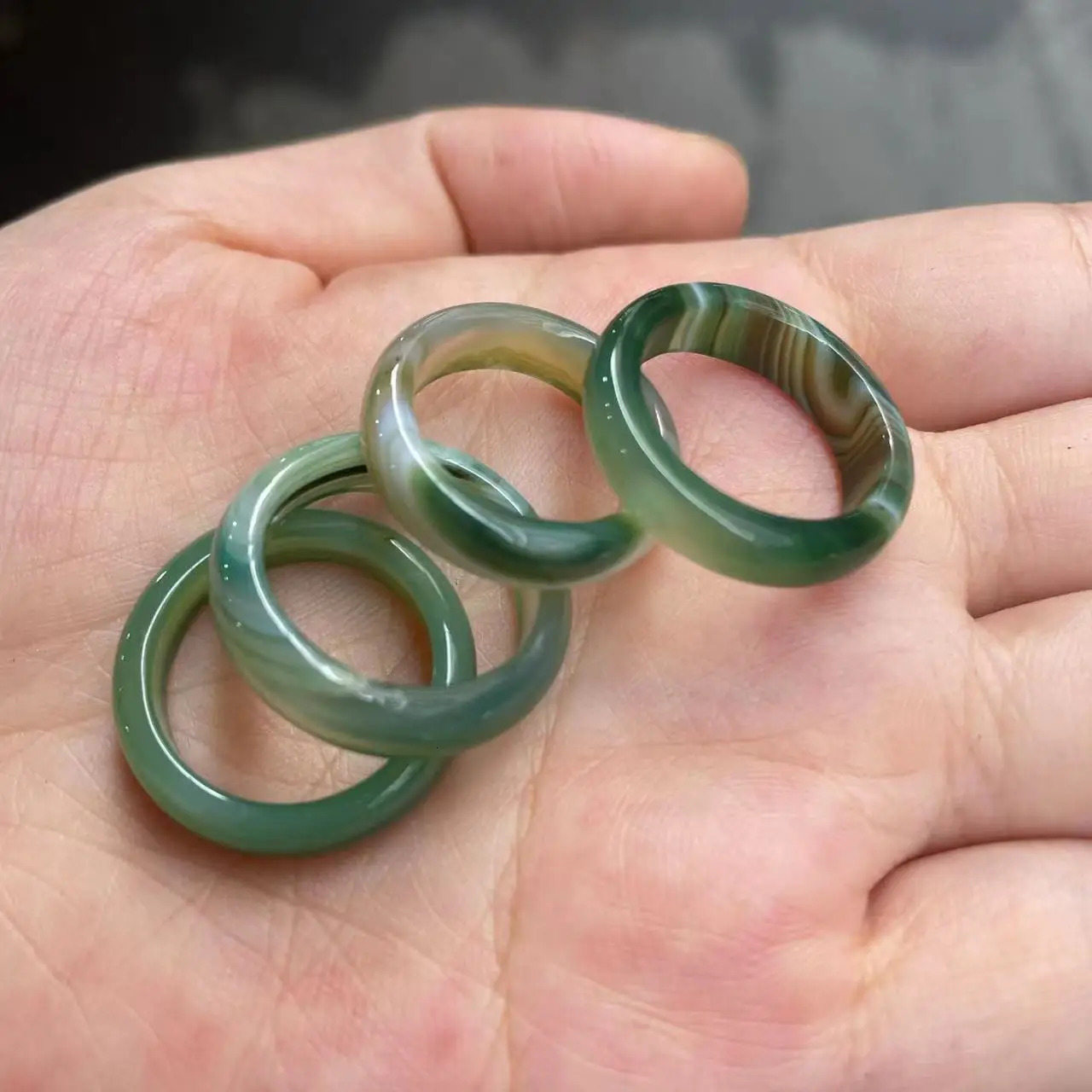 Natural 100% real green jade ring handmade sculpture spanner simple jade ring men party wedding jewelry rings for man gift 250118