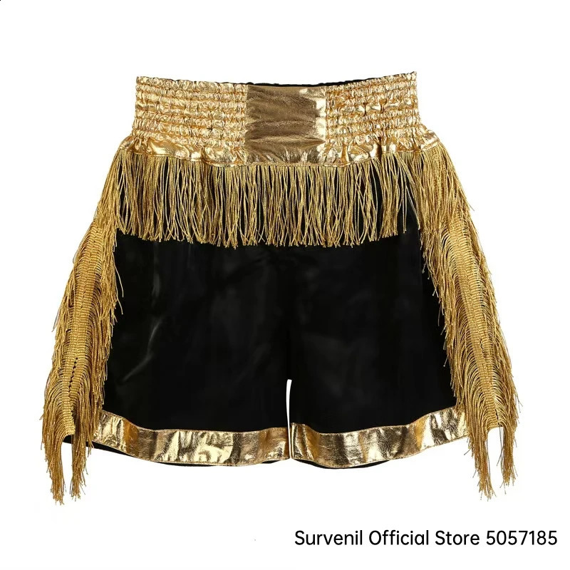Boxing shorts advanced Muay Thai shorts mens womens rens martial arts MMA clothing gold and silver tassel fighting taekwondo shorts 250109