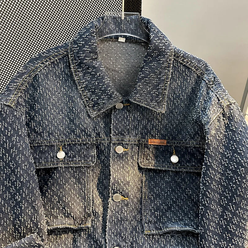 autumn long sleeve denim coat MENS loose fashion embroidery n retro casual street Y2K fashion shirt 250117