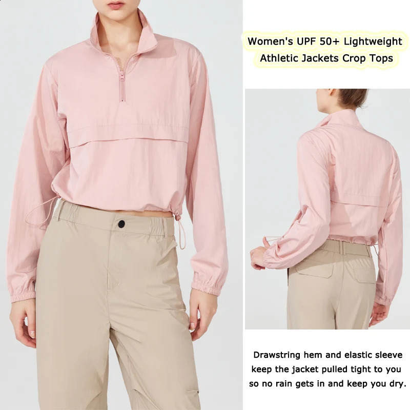 VITALINOVO Womens Athletic Jacket Lightweight Quarter Zip Pullover For Golf Hiking Running Windbreaker UPF50 Waterproof 250122