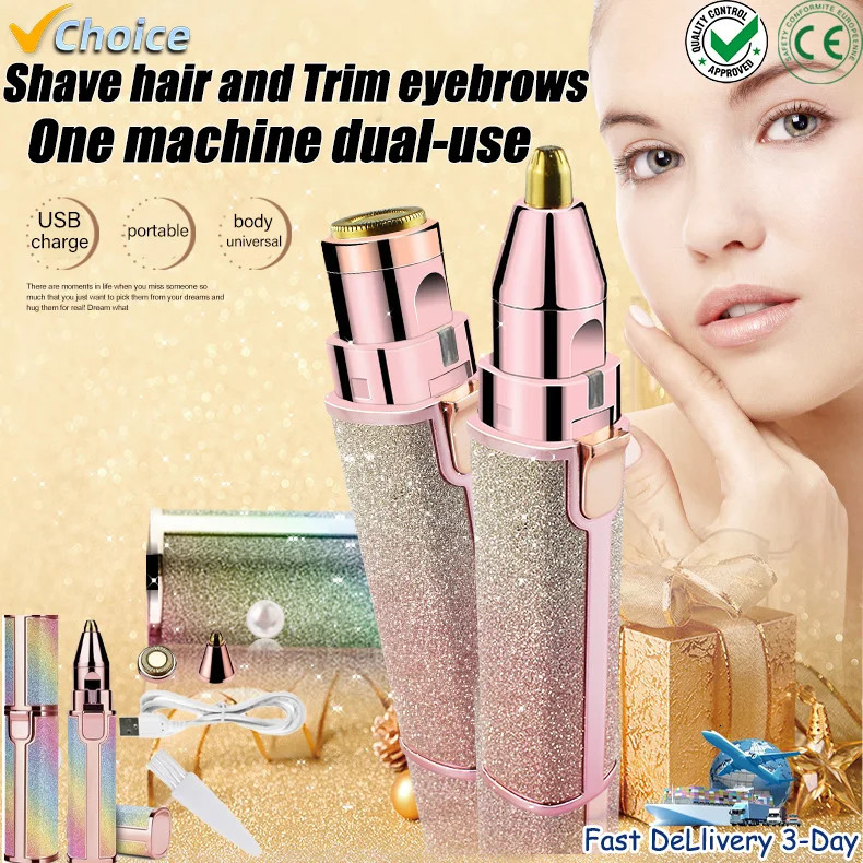 Two in One Electric Eyebrow Trimmer Eyebrow Shaving and Hair Removal Instrument Rechargeable Waterproof Washable Universal Razor 250121